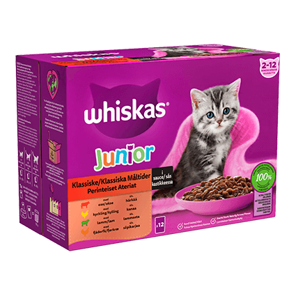 Whiskas® Junior Klassisk meny i sås 12x85g