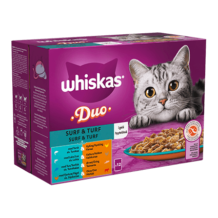Whiskas® 1+ Duo Surf & Turf meny i Gelé 12x85g