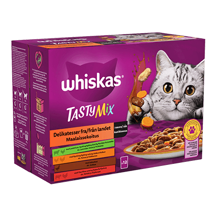 Whiskas® 1+ TastyMix Kokkens Delikatesser från landet i sås 12x85g